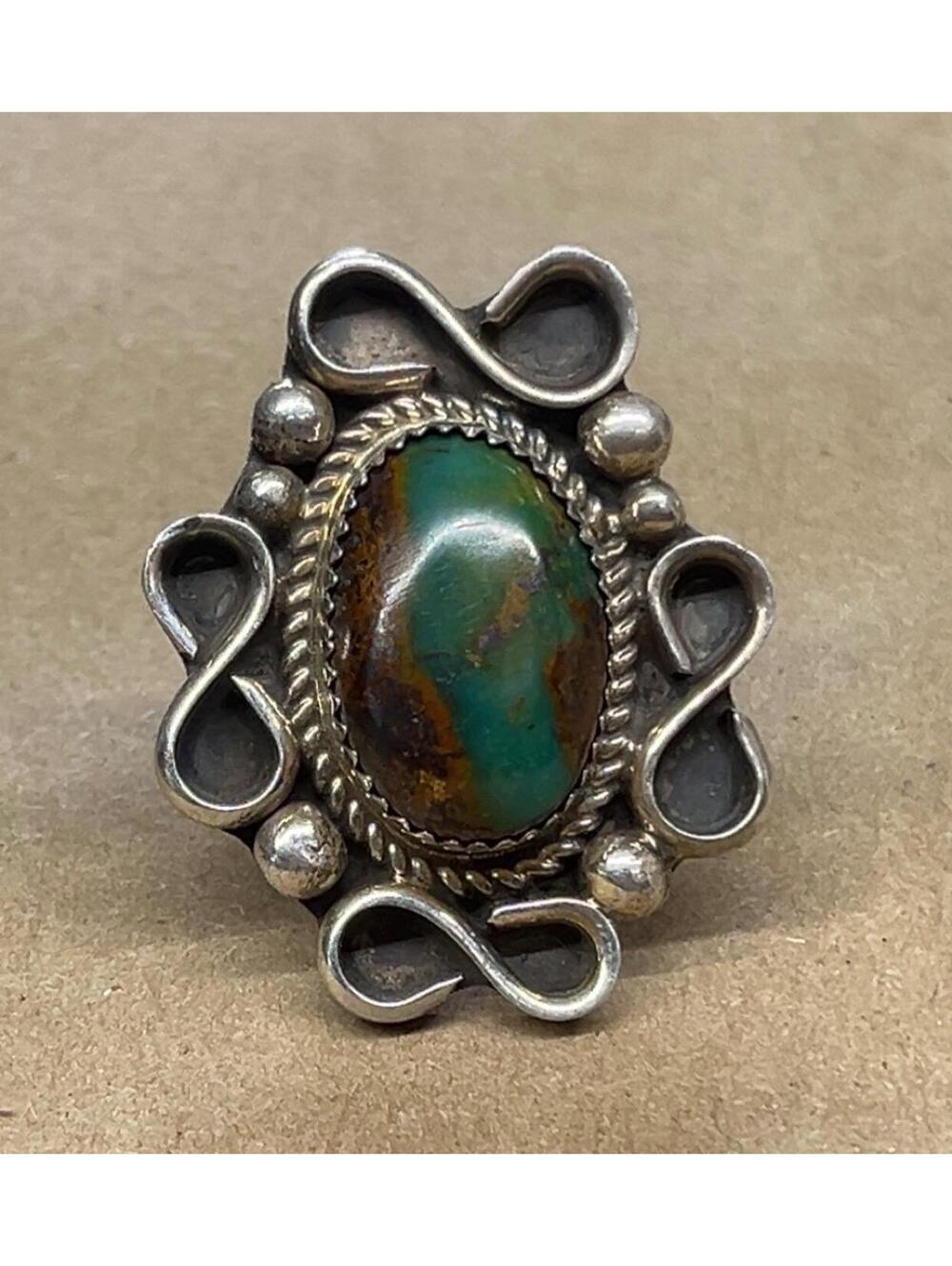 Native American Navajo exquisite sterling silver turquoise design ring size 8